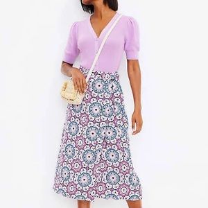 LOFT Petite Mosaic Midi Wrap Skirt